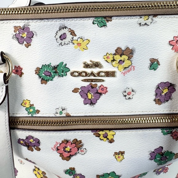 Coach Gallery Tote With Spaced Floral Field Print Chalk CA618 - Picture 7 of 12